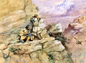 La caza del borrego cimarrón 1898 Charles Marion Russell Pinturas al óleo